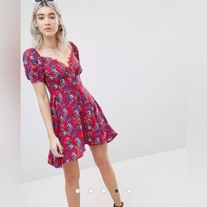 Boohoo Floral Prairie Bustier Dress